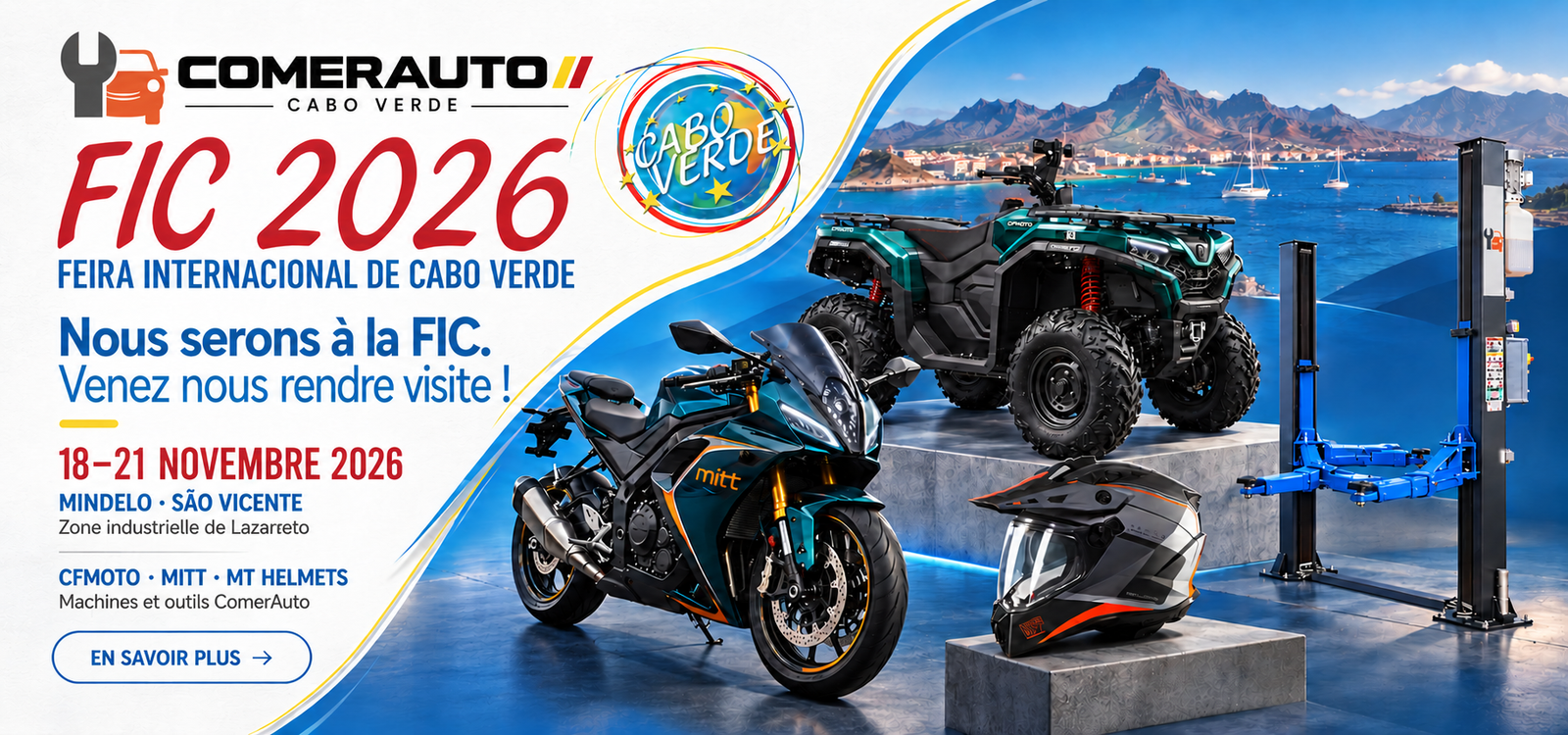 FIC 2026 à Mindelo : rendez-vous chez ComerAuto — 18–21 novembre 2026 — Mindelo, São Vicente